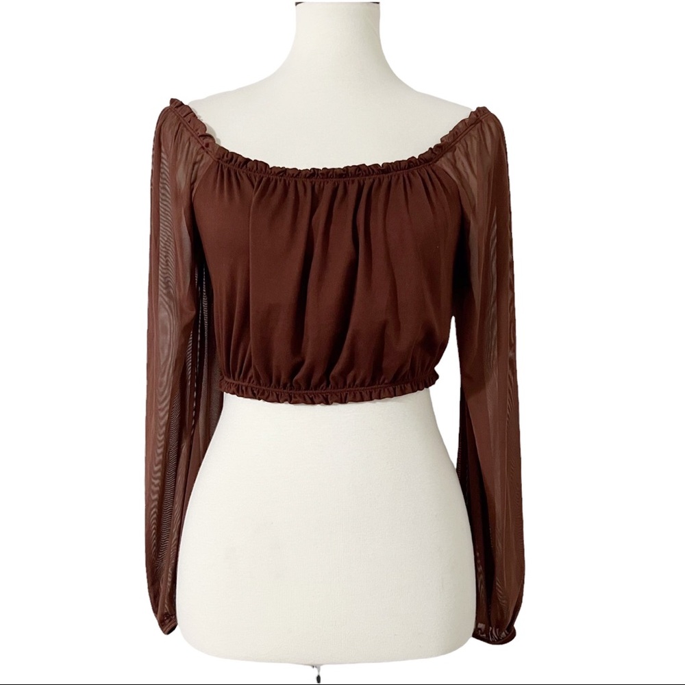 Liz‎ & Sara Crop Long Sleeve Blouse